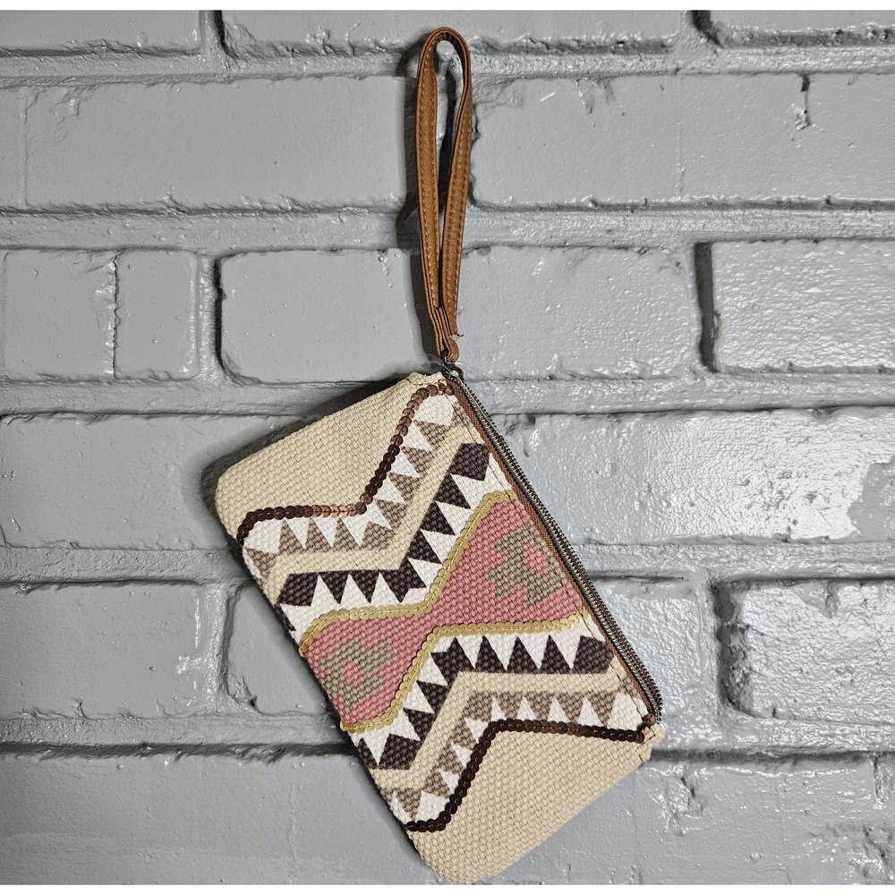 Maurice's Southwestern Aztec Ikat Purse Wallet Set Canvas Sequin - Picture 12 of 16